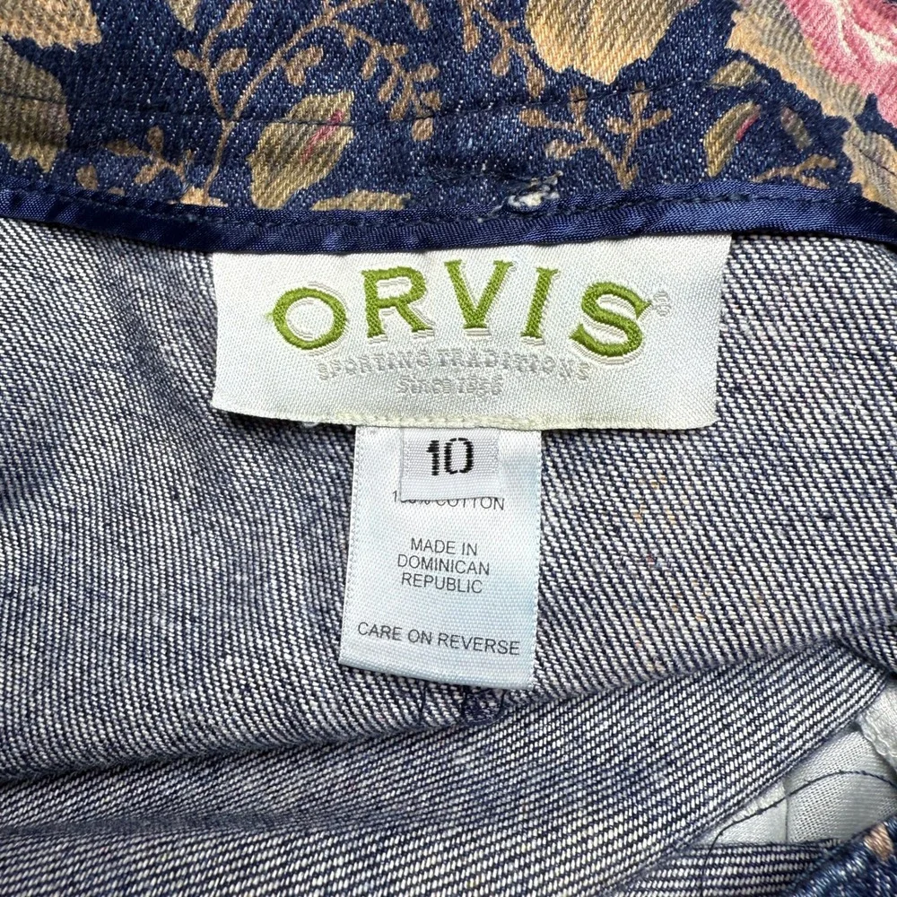 Orvis Floral Denim Jean Jacket Skirt Set Roses Button Up Y2K Cottagecore Grandma